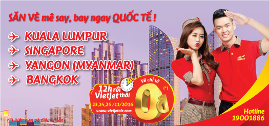 Vietjet mở khuyến mại 0đ đường bay Đông Nam Á