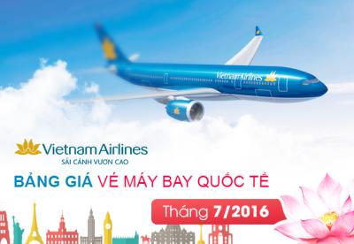 Vietnam Airlines cập nhật bảng giá vé máy bay quốc tế 7/2016