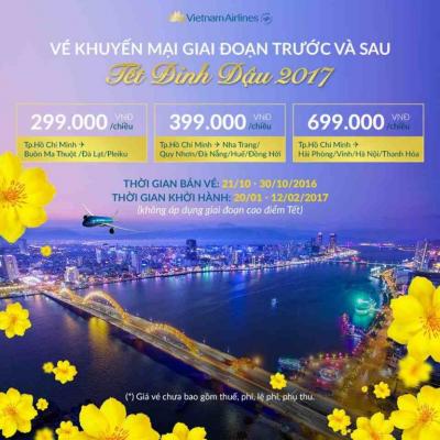 Vé khuyến mại VietnamAirlines giai đoạn trước và sau Tết 2017