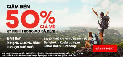 AirAsia giảm giá 50% từ Việt Nam đi Thái, Malay