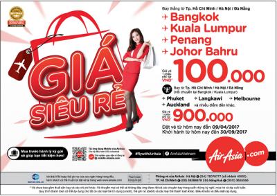 AirAsia bán vé siêu rẻ bay đến tháng 9