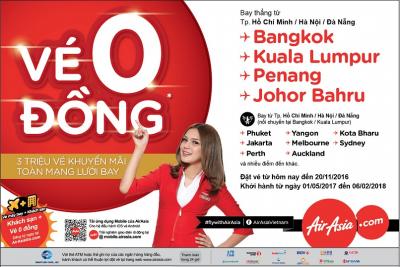 Đợt săn vé 0 đồng cuối cùng trong năm 2016 của AirAsia