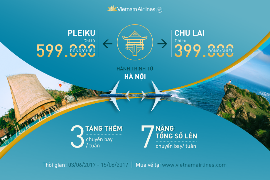 Loạt vé rẻ Hà Nội đi Pleiku và Lý Sơn của Vietnam Airlines
