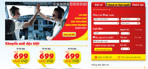 Hướng dẫn checkin trực tuyến Vietjet air