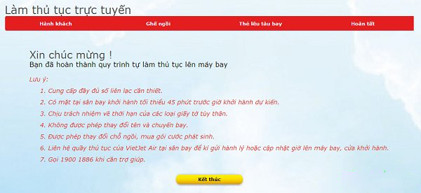 Hướng dẫn checkin trực tuyến Vietjet air