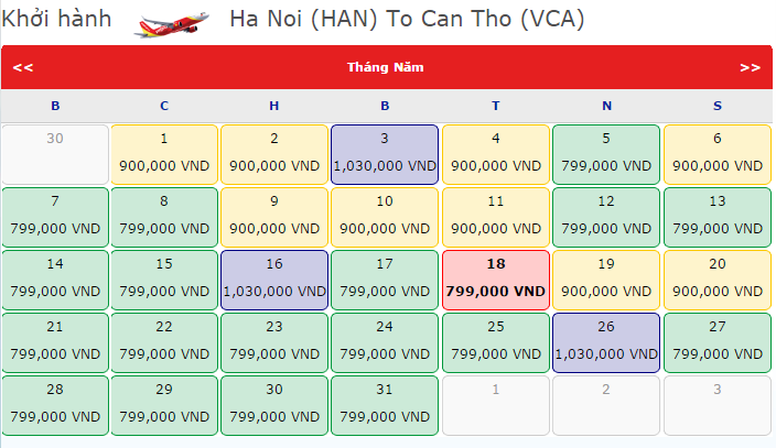 Vé máy bay đến Cần Thơ