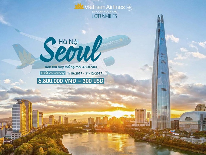 Vietnam Ariline Khuyến mãi Vé máy bay Hà Nội đi Seoul khứ hồi chỉ từ 300 USD